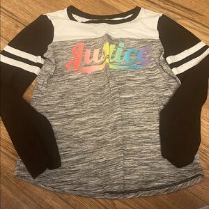 Justice Multicolor Logo Black and Gray Long Sleeve Tee (GB)